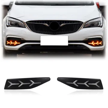 3 Colors LED Daytime Running Light with Yellow Turn Signal and Blue Night Light for Buick Verano 2017-2018 Fog Light