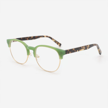 Round Acetate And Metal Combined Unisex Optical Frames 23A3075