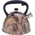 Stainless Steel Whistling Tea Kettle with Brown Pattern