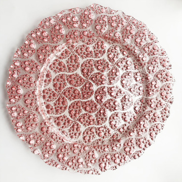 Yunzhifan Irregular 33 cm Lace Glass Tray - Western Dinner Plate with White Gold Rim