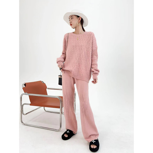 Celana Wideleg Knited Sweatsuit 2 Potongan Pakaian