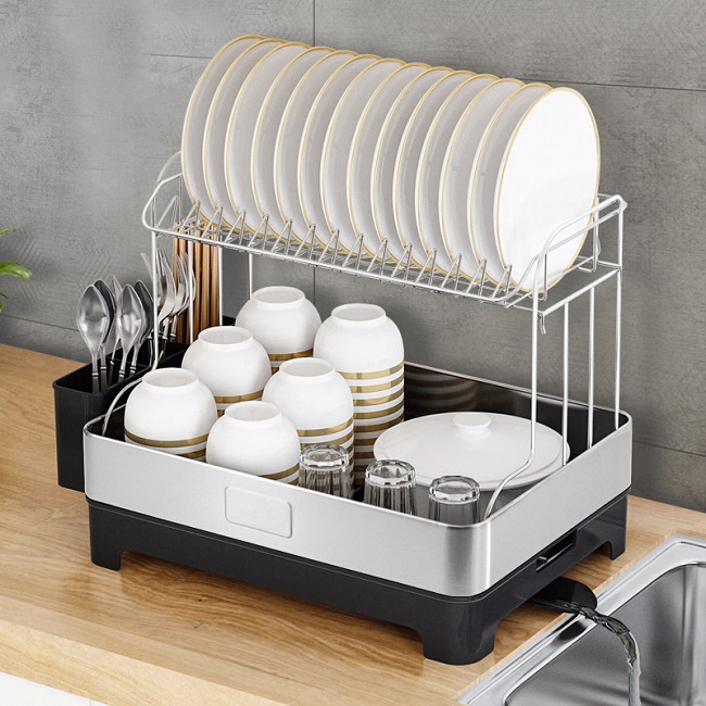2 Tier 201 Stainless Steel Dish Drying Rack