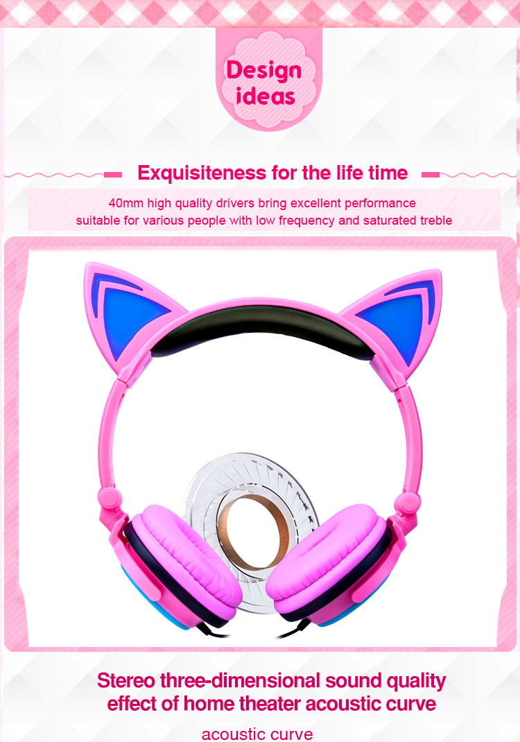 Holiday gifts hot selling lighting cat ear headphone