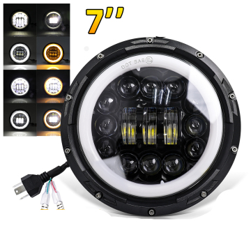 المصباح الأمامي 7 بوصة LED 75W DOT SAE معتمد 12V/24V AMBER WHITE DRL - 7 Pulgadas Faro