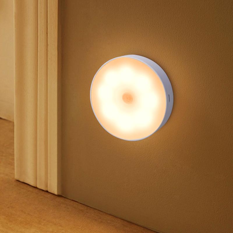 LED Motion Sensor Night Lights USB Rechargeable Bedroom Wall Lamp Stairs Intelligent Body Light Induction Lamps Bedroom Washroom