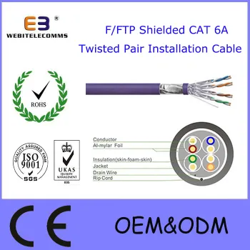F/FTP Shielded Cat 6A Twisted Pair Installation Cable, CAT6A Data Cable /LAN Cable /Network Cable