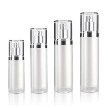 Cylinder Acrylic Clear Double Wall PMMA Anti-Aging Cosmetic Bottle Packaging
