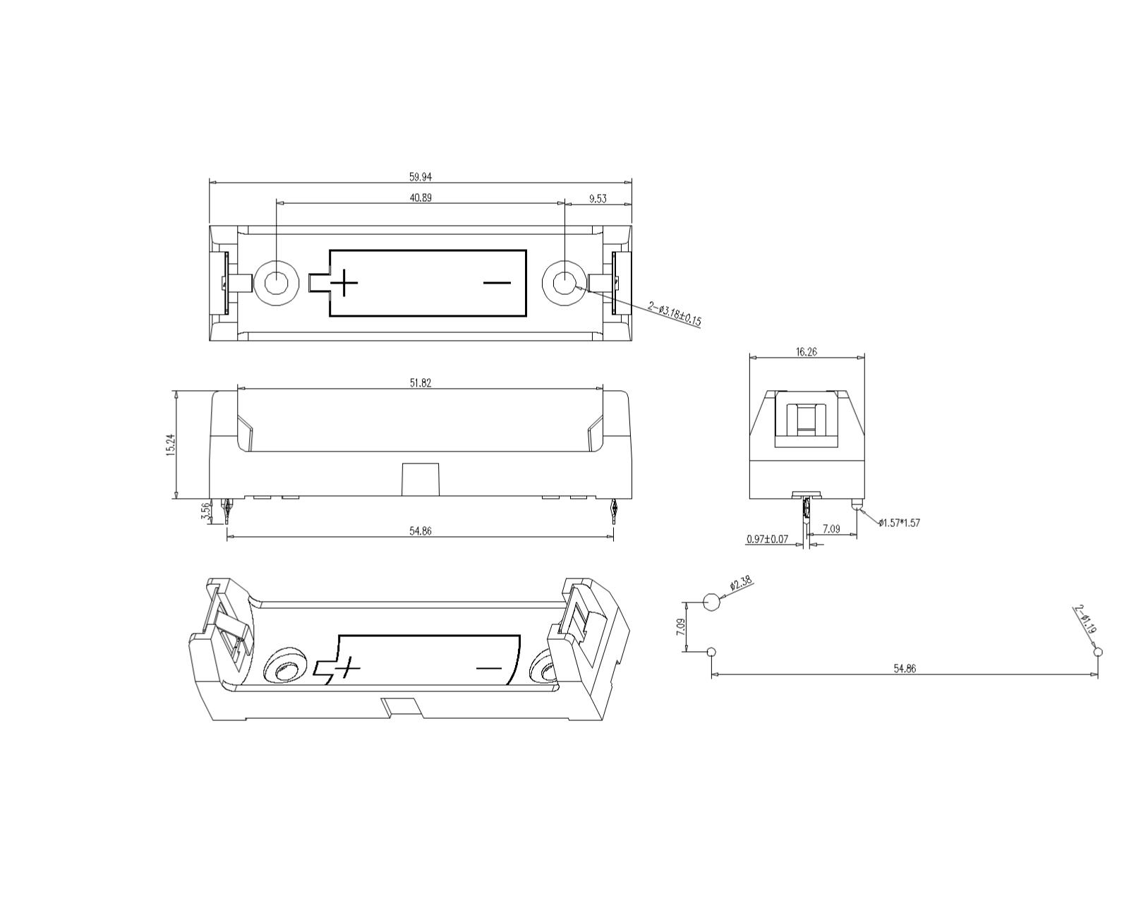 BBC-S-SN-A-028 Single Battery Holder For AA THM