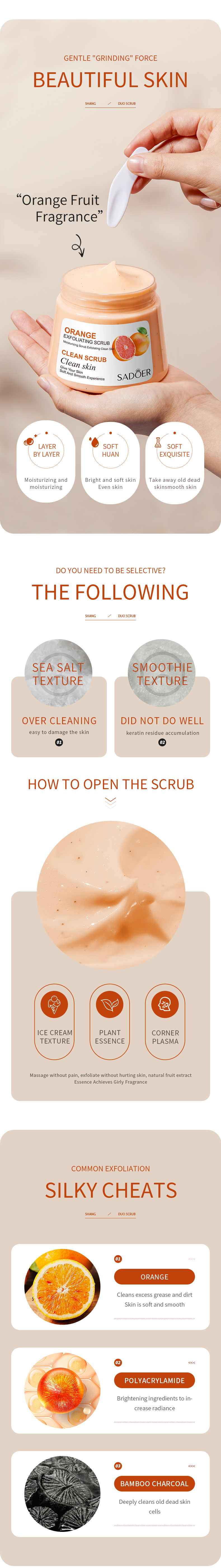 Orange exfoliating and rejuvenating Body Scrub