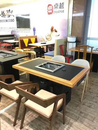 Lifting smokeless hot pot table