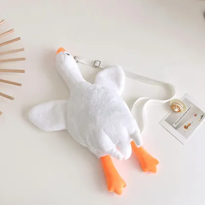 Cute Cartoon Cotton Crossbody Bag - Unisex Goose and Duck Plush Backpack