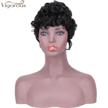 Vigorous Fashion Girl  Black Short Curly Human Hair Wig Wholesale Price Afro Short Wave Curly Wigs for Black Women
