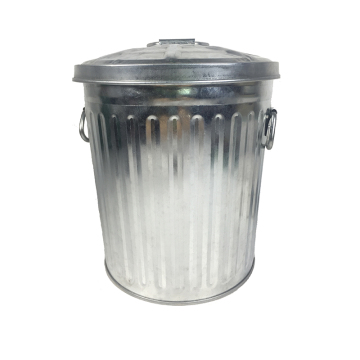 Outdoor Galvanized Metal Trash Can for Kitchen and Garden