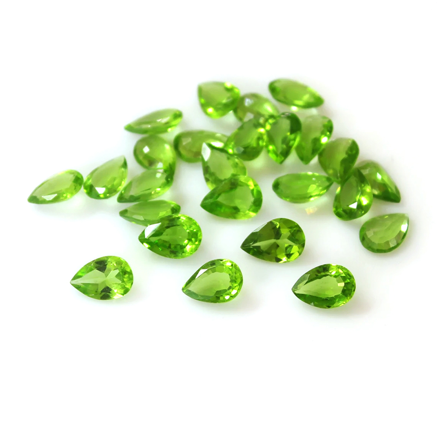 Pear-shaped green peridot