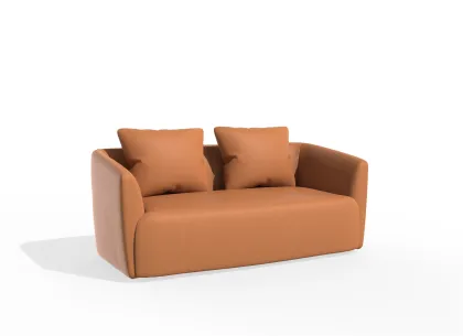Fully Upholstered Barrel Curved Back Accent Hotel Lobby Sofa
