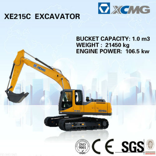 XCMG excavator XE215 (Bucket Capacity: 1.0m3, Operating Weight: 21450kg) of excavator prices