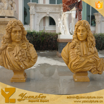 yellow stone handmade carving western famous male bust in Europe forsale