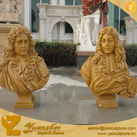 yellow stone handmade carving western famous male bust in Europe forsale