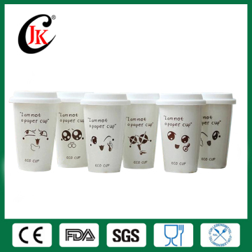 Custom Double wall ceramic coffee mug with silicone lid