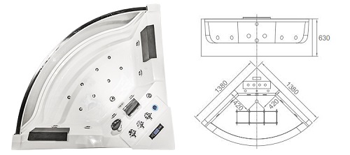 Whirlpool Cheap Triangle Massage Bathtub With Glass