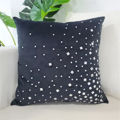 Wholesale Luxury Sofa Cushion Covers: Modern Black Design with Diamond Ironing Pattern