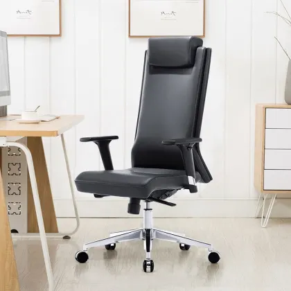 Leather Computer Home Study Chair - Comfortable Office Boss Executive Chair