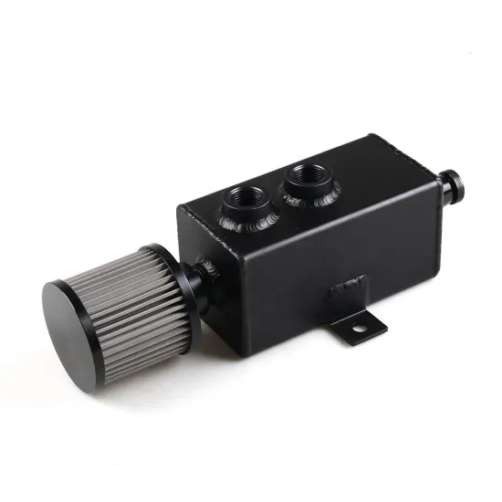 Universal 1L Aluminum Oil Catch Can with Breather Filter and Drain Valve for Car Fuel System