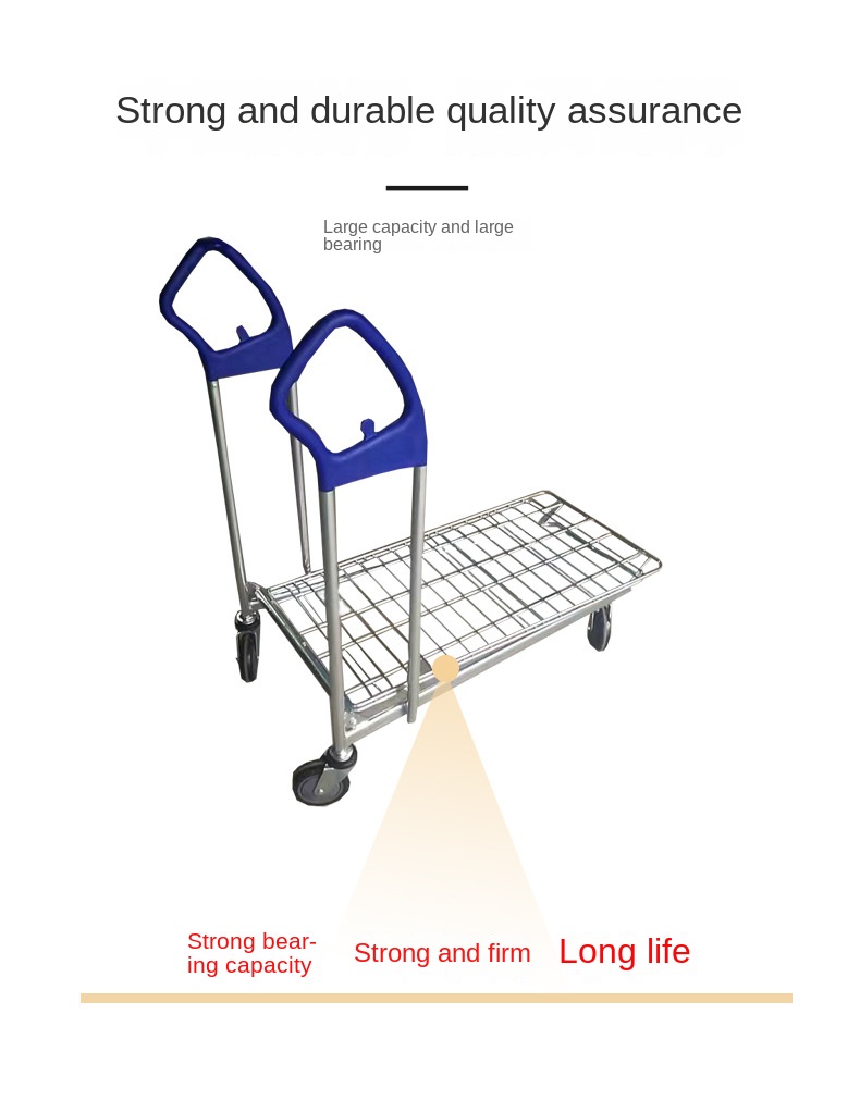 OEM Customizable Four-Wheel Metal Shopping Cart with Platform Factory Supply for Convenience Stores Wholesale Available
