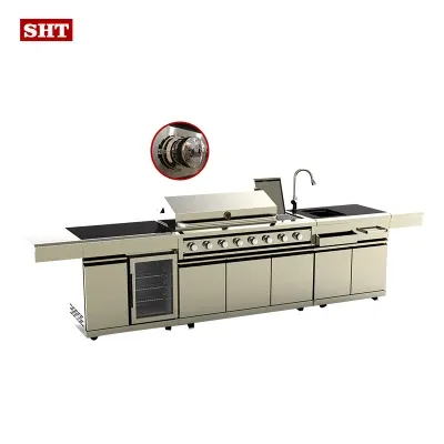 Weatherproof Commercial Use Big Storage BBQ Island Outdoor Kitchen Cabinet