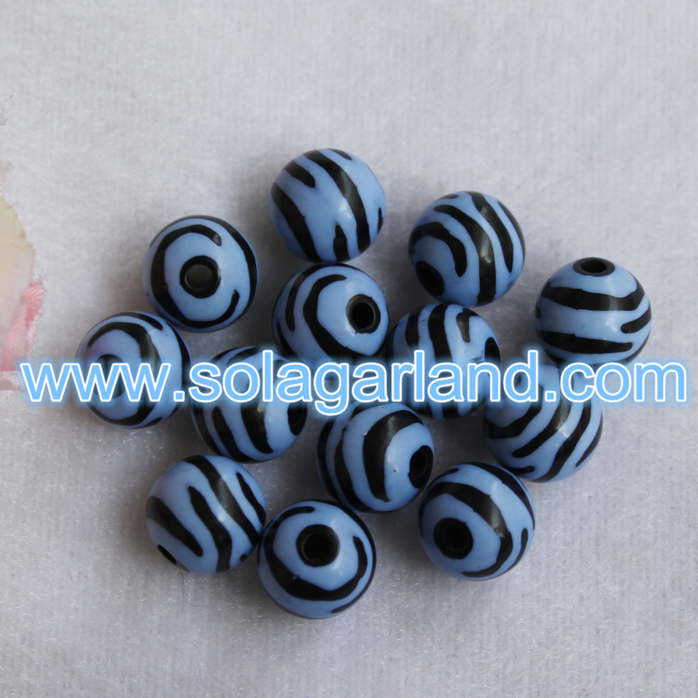 Acrylic Round Striped Beads