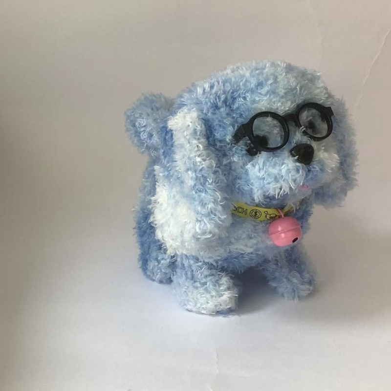 Dynamic Floral Sunglass Bell Teddy Dog Plush Toy