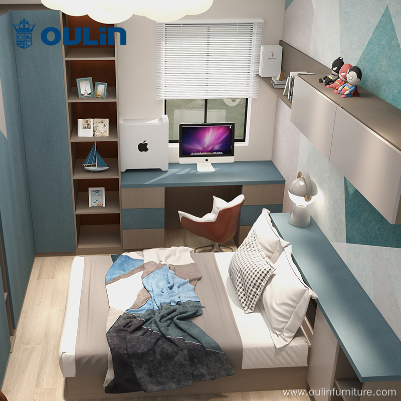 simple and modern kids room with wardrobes