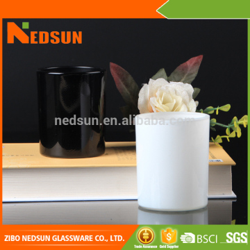 New products on china market 142ml white and black glass candle jar