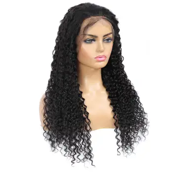 Wholesale Raw Human Hair Vendor Natural Black Lace wigs For Black Women 100% human hair lace frontal deep wave wig