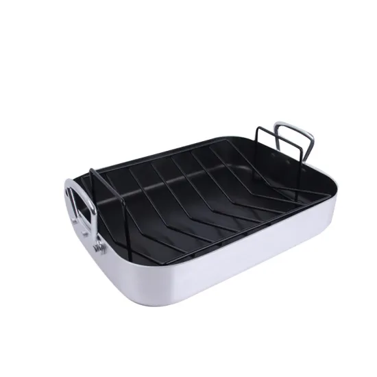 Rectangular Aluminum Roasting Pan with U Rack for Turkey