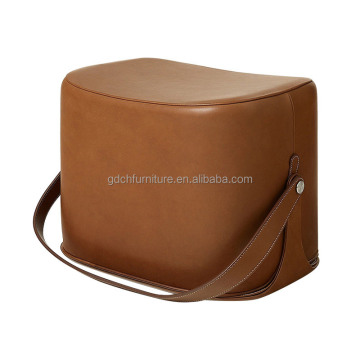 Italian Luxury Leather Upholstered Storage Stool for Living Room and Bedroom