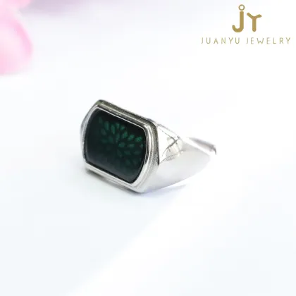 Wholesale Men's S925 Silver Precious Stone, Gemstone, and Myanmar Jade Rings: Green Jade Collection