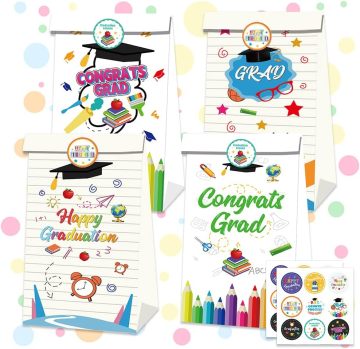Crayon Candy Treat Bags mit Aufklebern - 12 PCs Kindergärtner Graduation Gunst Geschenktüten