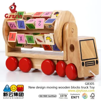 New design moving wooden blocks truck Toy