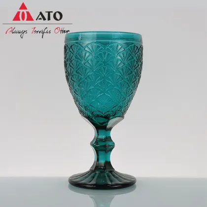 Embossed Design Goblet Vintage Colored Red Wine Glas