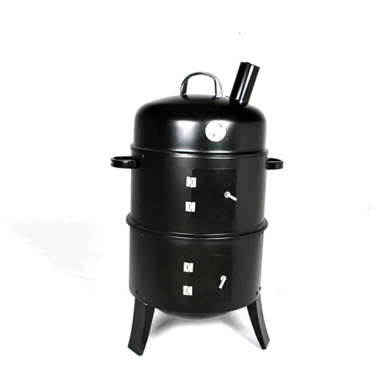 3-in-1 Charcoal BBQ Smoker: 3 Layers Vertical Barrel Grill with Chimney