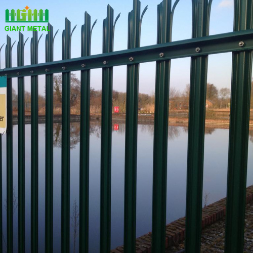 2.4 metre high green steel palisade security fence