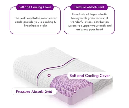 Purple Contour Pillow with Cooling Grid