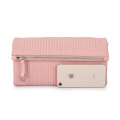 Einfache Ledertasche Clutch Geldbörse Foldover Clutch Pink