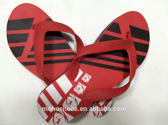 2015 new men flipflops, red beach slippers in rubber sole
