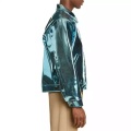 Men's Bright Leather Bomber Jacket Wholesale