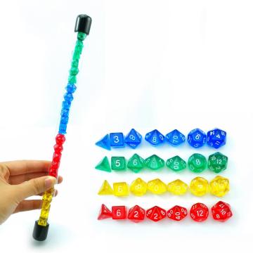 Bescon 28pcs colorati mini dadi poliedrici traslucidi impostati in tubo, dungeons e dragons rpg dadi 4x7pcs