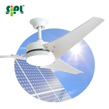 60'' Solar Energy DC Electric Fan with LED Light - 5 Speeds Remote Control for Indoor/Outdoor Use