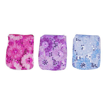 Coin Purse, Made of Sequins and Lace Flower