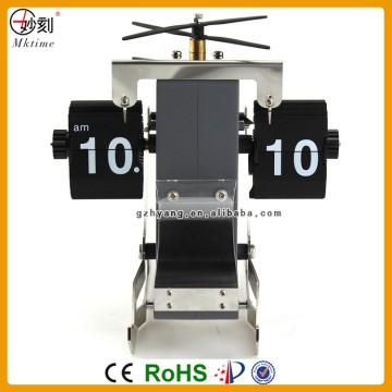 MK time 2015 new designed helicopter flip table clock airplane desk clock